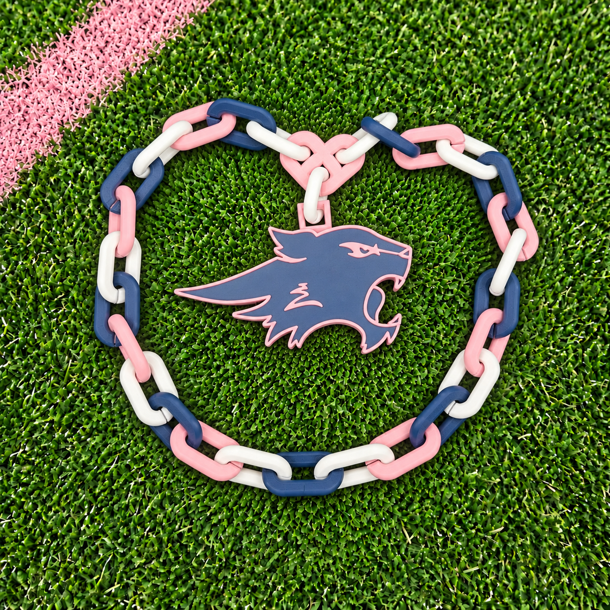 Pink Out Wildcat Head Medallion — Baby Pink, Name or Number Ready