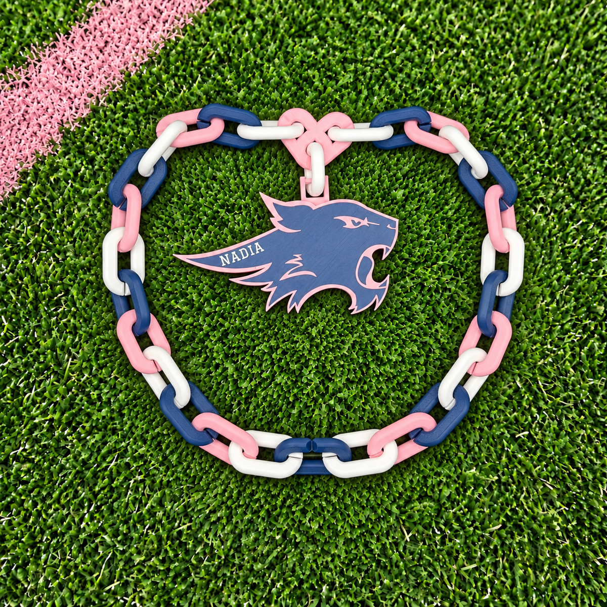 Pink Out Wildcat Head Medallion — Baby Pink, Name or Number Ready